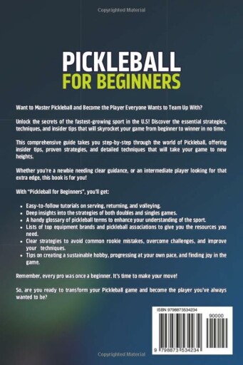 Pickleball for Beginners book cover