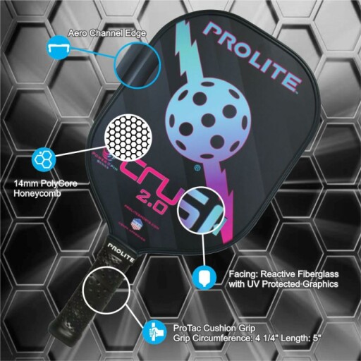 ProLite Crush 2.0 pickleball paddle with low profile tapered edge.