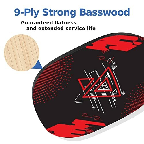 Table tennis paddle with 9-ply strong basswood for guaranteed flatness and extended service life.