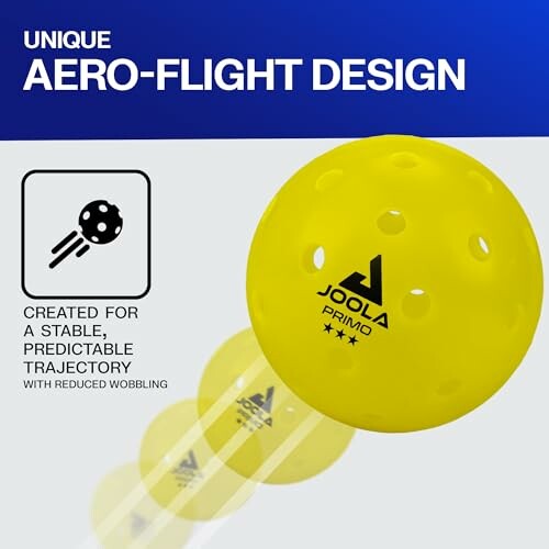 Yellow pickleball with aero-flight design for stable trajectory.