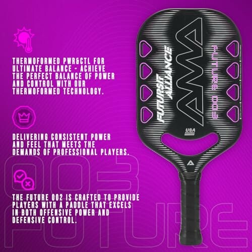 AMA Performance pickleball paddle with text about features.