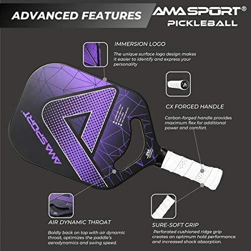 AMA Sport pickleball paddle with features explained.