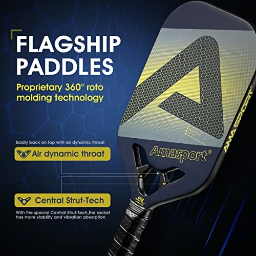 Amasport pickleball paddle with flagship features and 360-degree molding technology.