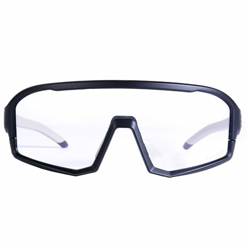 Black frame protective eyewear with clear lenses