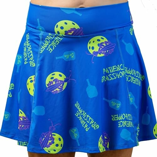 Blue skirt with pickleball and text design