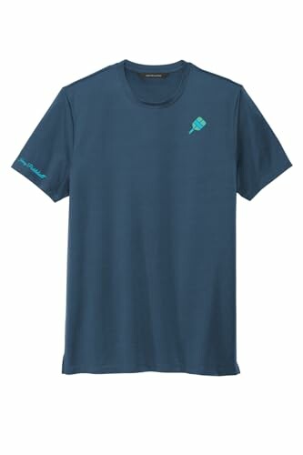 Blue t-shirt with small logo on front