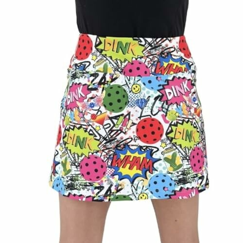 Colorful comic print skirt with pop art design