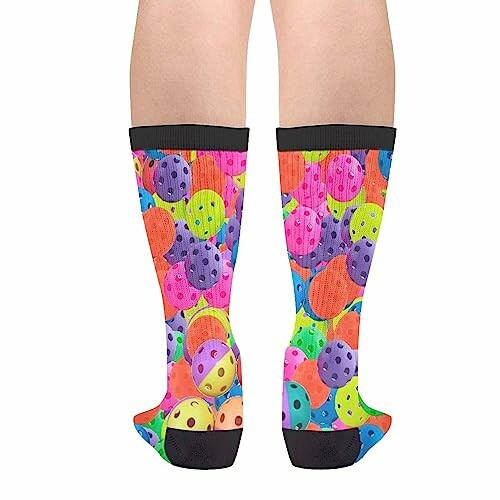 Colorful socks with pickleball pattern