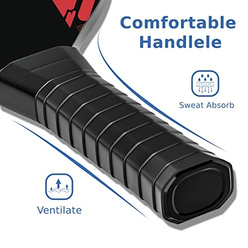 Close-up of a comfortable handle with sweat absorb and ventilate features.