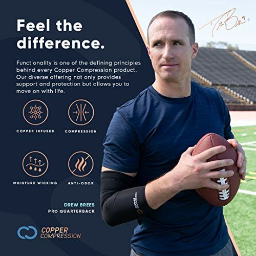 Copper Compression ad featuring a man holding a football.