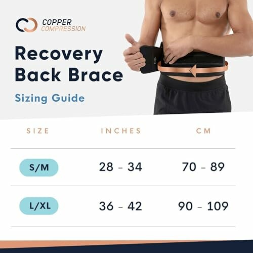 Copper Compression Recovery Back Brace Sizing Guide