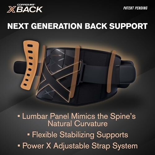 Copper Fit Xback next generation back support with lumbar panel and stabilizing straps.