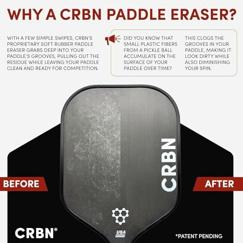 CRBN paddle eraser before and after comparison.