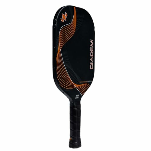 Diadem pickleball paddle with black and orange design