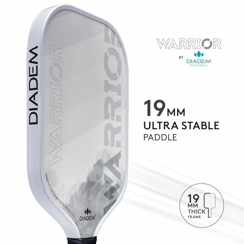 Diadem Warrior pickleball paddle with 19mm ultra stable frame.