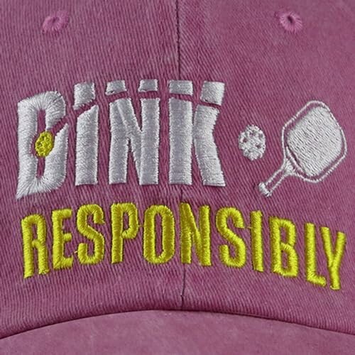 Pickleball hat with 'Dink Responsibly' text and pickleball symbols