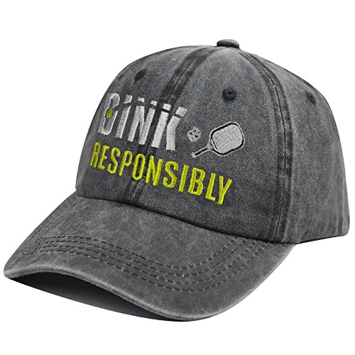 Gray cap with 'Drink Responsibly' text and pickleball graphic.