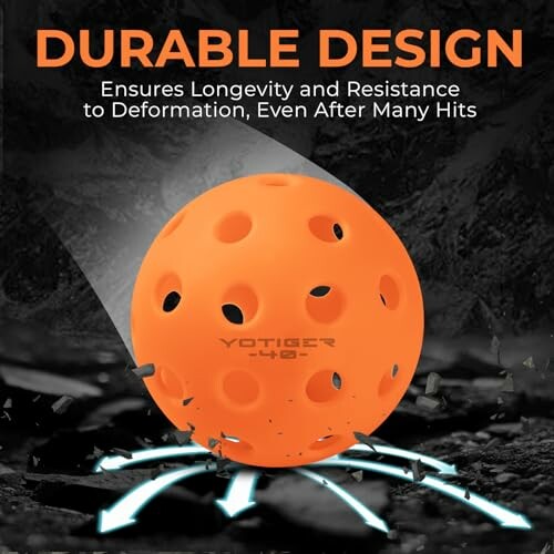 Orange ball with durable design ensuring longevity and resistance.