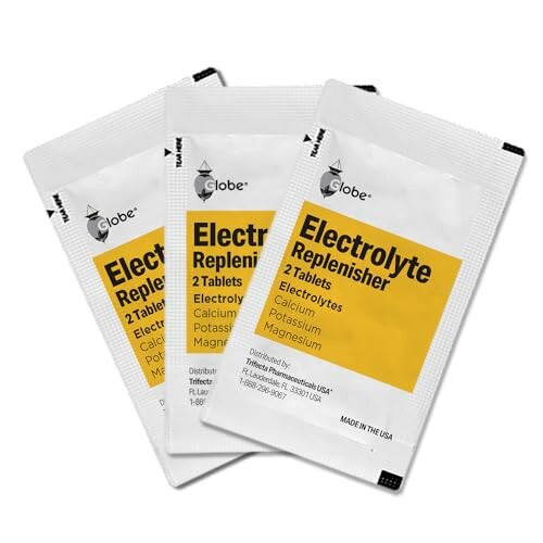 Three packs of Globe Electrolyte Replenisher tablets