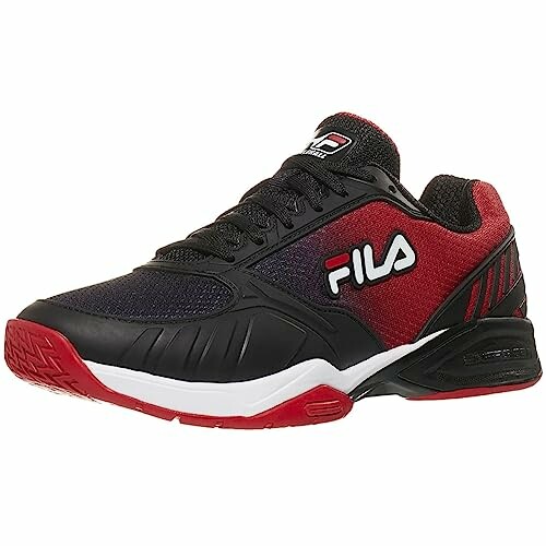 Black and red FILA sneaker with white sole