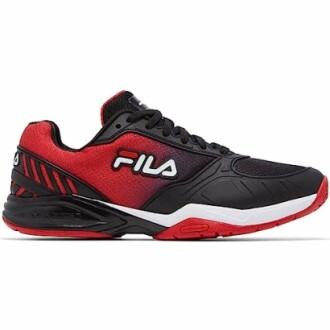 Red and black FILA sneaker with logo