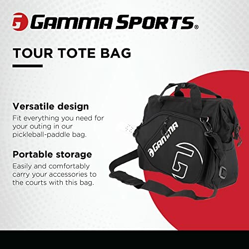 Gamma Sports tour tote bag with versatile design and portable storage features.