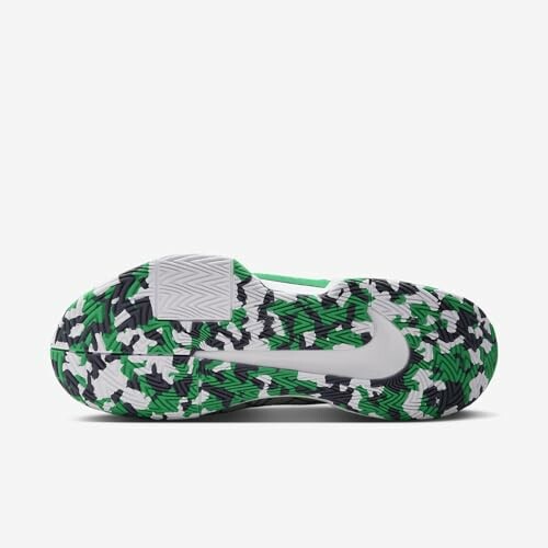 Sneaker sole with green camo pattern