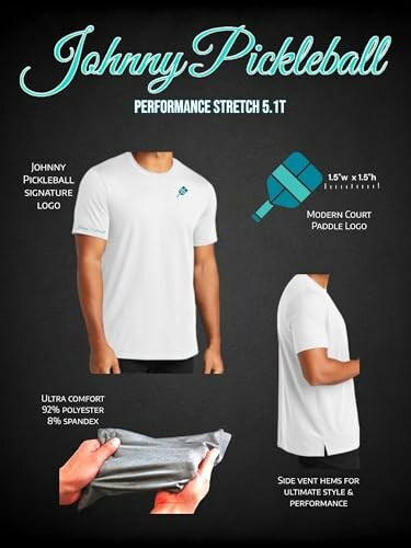 Johnny Pickleball performance stretch shirt with logo and features.