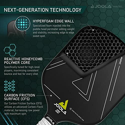 JOOLA pickleball paddle with hyperfoam edge wall and carbon friction surface.