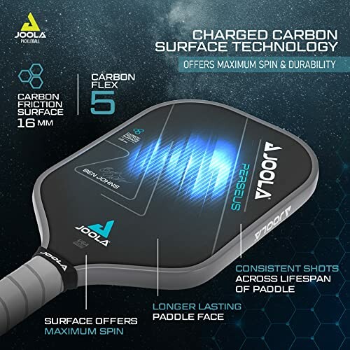 Joola pickleball paddle with charged carbon surface technology