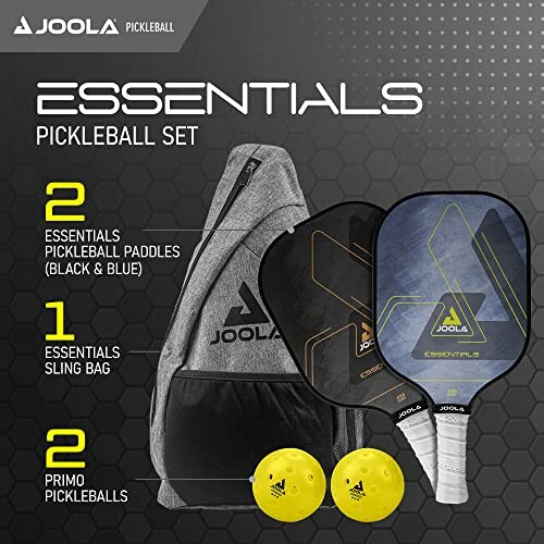 JOOLA Pickleball Essentials Set with paddles, sling bag, and balls.