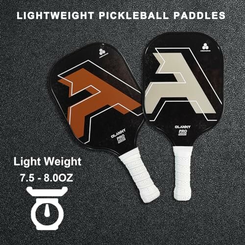 Two lightweight pickleball paddles with weight details.