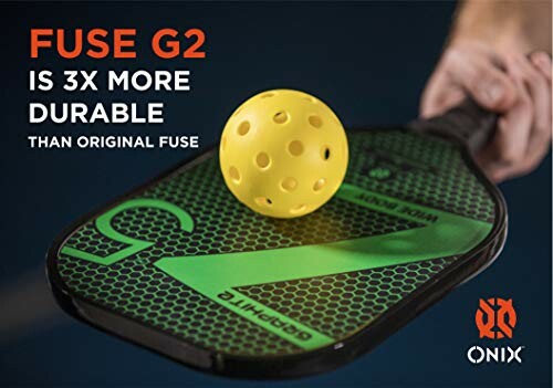 Onix Fuse G2 pickleball paddle with yellow ball