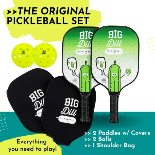 Original Pickleball Set with paddles, balls, covers, and shoulder bag.