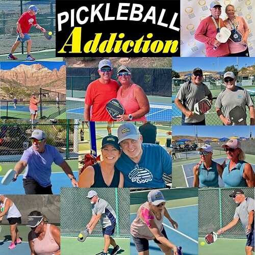 Collage of people playing pickleball