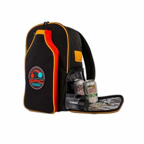 Pickleball backpack with cooler compartment and drinks.