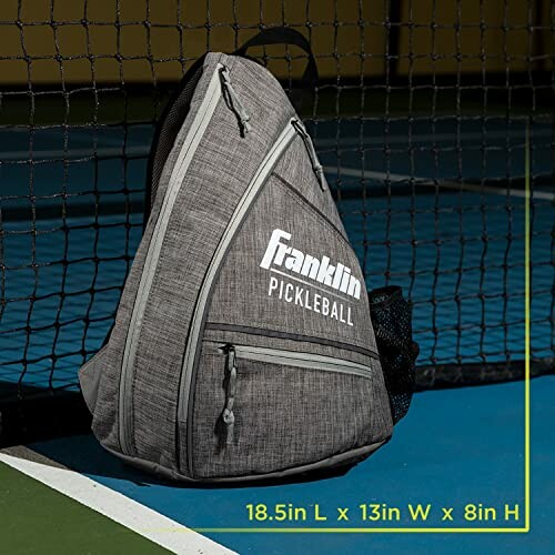 Gray Franklin pickleball backpack on tennis court