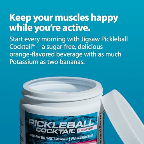 Jigsaw Pickleball Cocktail advertisement with blue raspberry flavor.