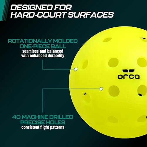 Detailed view of a pickleball with design features highlighted.