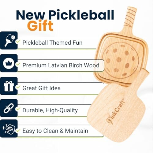 Pickleball gift set with paddles and features listed.