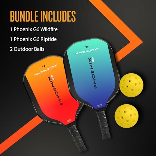 Pickleball paddle bundle with two paddles and two balls