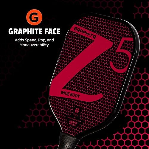 Graphite Z5 pickleball paddle with red design