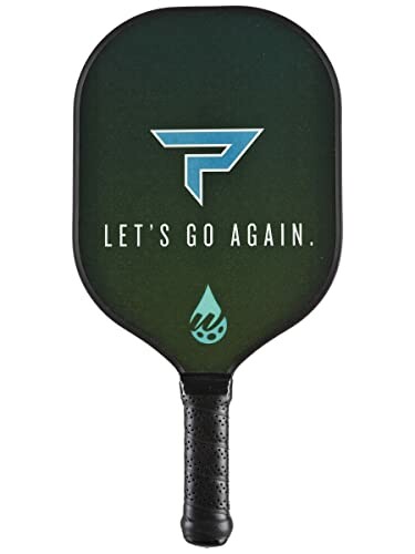 Pickleball paddle with 'Let's Go Again' text and logo