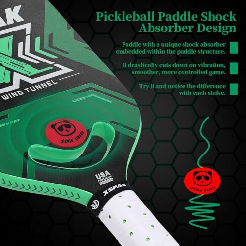 Pickleball paddle with shock absorber design