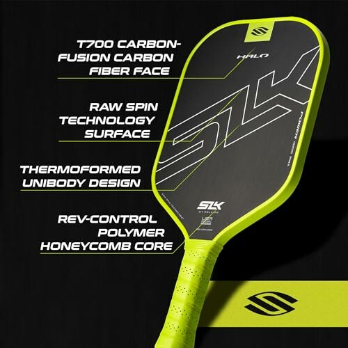 SLK Halo pickleball paddle with carbon fiber face and technology features