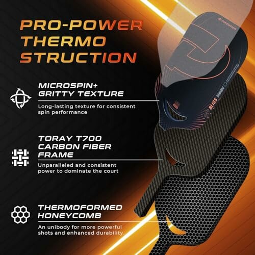 Illustration of pickleball paddle technology features.