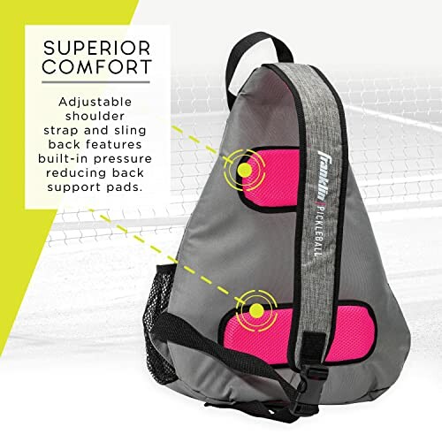 Pickleball sling bag with adjustable strap and back support pads