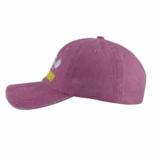 Side view of a pink baseball cap