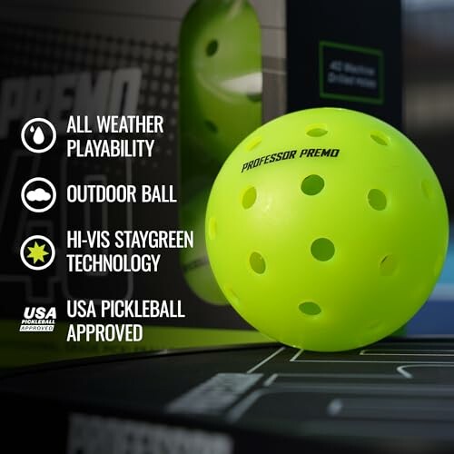 Professor Premo pickleball with features listed