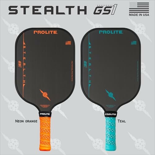 Prolite Stealth GS1 pickleball paddles in neon orange and teal.